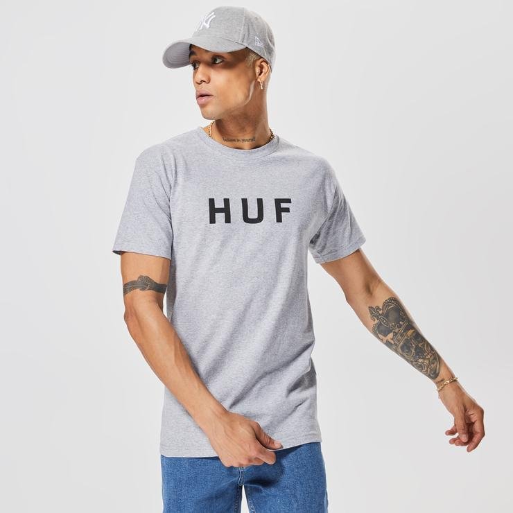 Huf Essentials Erkek Gri T-Shirt