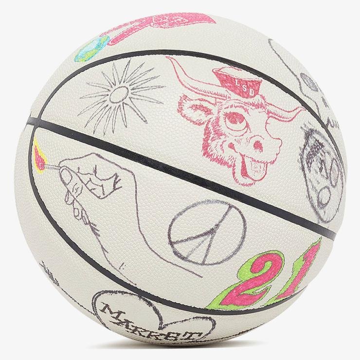 Market Varsity Hand Drawn Beyaz Basketbol Topu