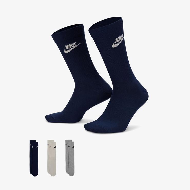 Nike Sportswear Everyday Essential Crew Unisex Lacivert/Beyaz/Gri 3'lü Çorap
