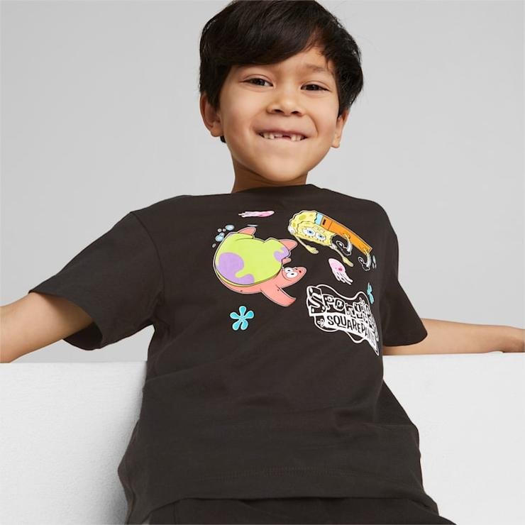 Puma X Spongebob Çocuk Siyah T-Shirt